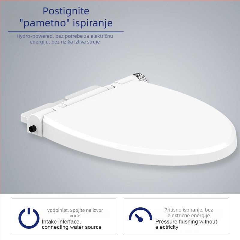 Pametna kućna WC daska s bidet funkcijom: pranje stražnjice i ženskog područja, podešavanje tlaka vode, mlaznica s automatskim čišćenjem, podešavanje razmaka rupa 134–180 mm, model TBE01