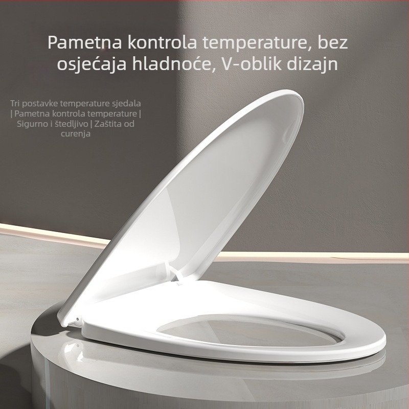 Inteligentni poklopac za WC s trenutačnim zagrijavanjem, tri razine podešavanja temperature, tiho sporo zatvaranje poklopca, model AV-6901, PP materijal