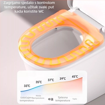 Inteligentno grijano WC sjedalo s tri razine podešavanja temperature i tihim sporim spuštanjem poklopca, model Av-6901, PP ploča