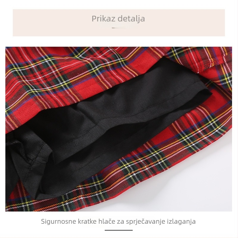 Dječja karirana puff suknja JK stil, pamuk, za uzrast 3–8 godina, ljeto 2022