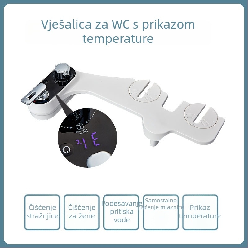 Bidet sjedalo s prikazom temperature, ABS plastika, samočisteća mlaznica, podijeljena konstrukcija, mlaznica za prskanje