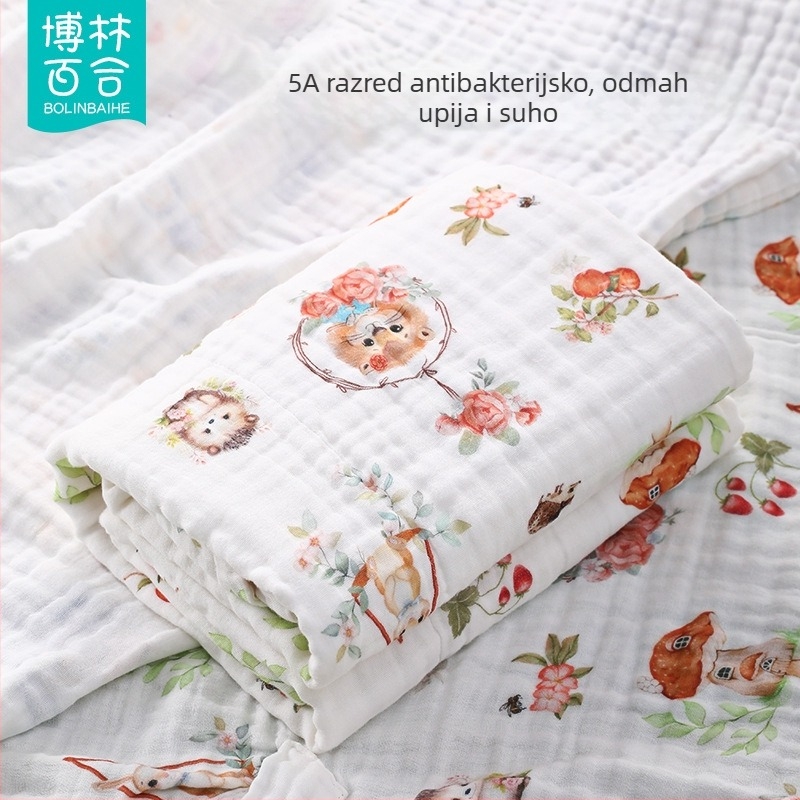 Bolin Lily Baby kupanjski ručnik – čista pamuk-gaza, 46 vlakana, 300–400 g, za bebe