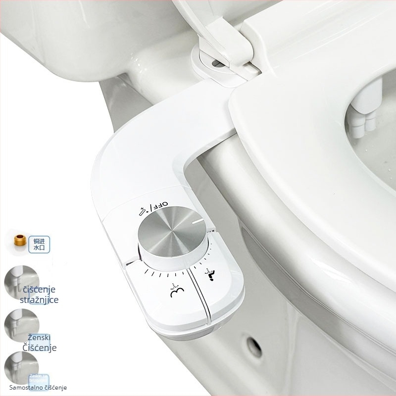 Bidet tipkom za brzo otpuštanje jednim gumom, bez električne energije, podesiva udaljenost rupa 106-184 mm, podešavanje tlaka vode