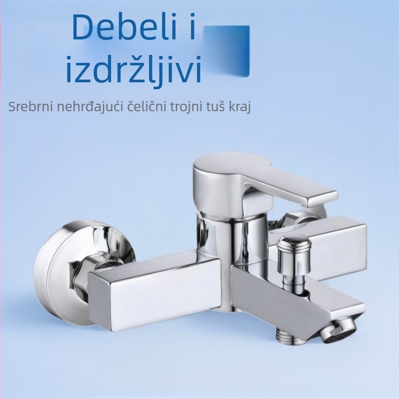 Ugrađeni tuš miješalica s trostrukim tijelom, nehrđajući čelik, keramičko jezgra ventila (0–90°C, 0–1,6 MPa, 25 mm ulaz/izlaz)
