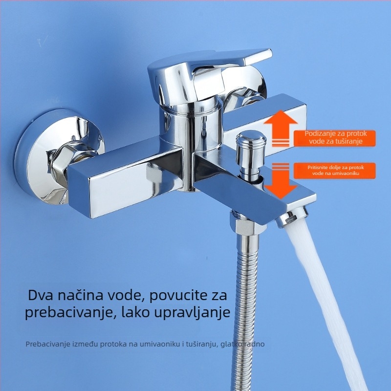Ugrađeni tuš miješalica s trostrukim tijelom, nehrđajući čelik, keramičko jezgra ventila (0–90°C, 0–1,6 MPa, 25 mm ulaz/izlaz)