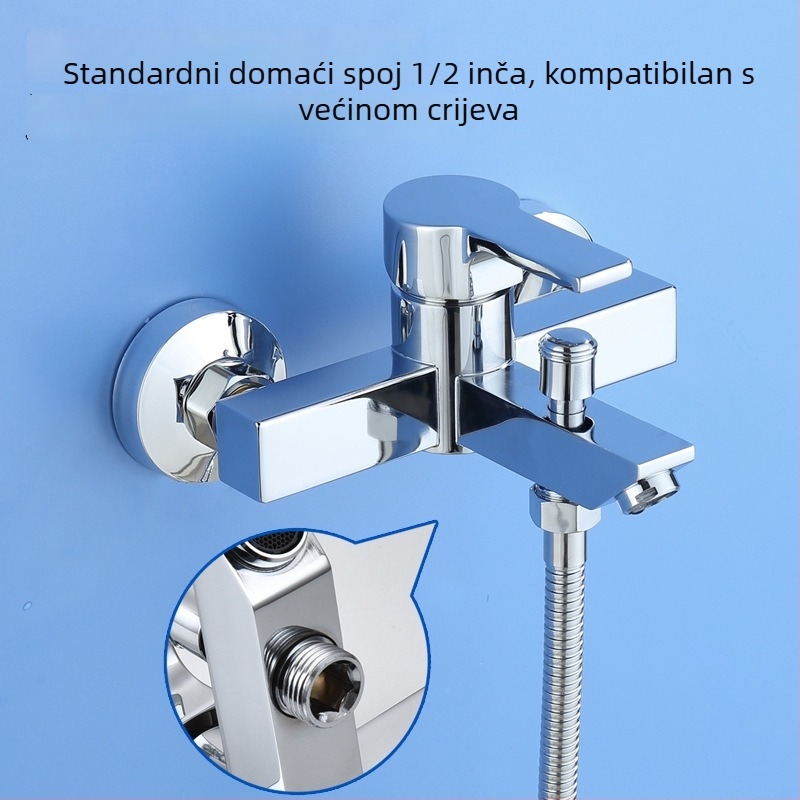 Ugrađeni tuš miješalica s trostrukim tijelom, nehrđajući čelik, keramičko jezgra ventila (0–90°C, 0–1,6 MPa, 25 mm ulaz/izlaz)