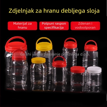 Prazan plastični lonac s širokim otvorom, PET, s plastičnim poklopcem, za čuvanje hrane