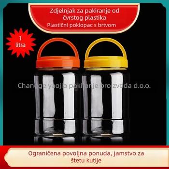 Prazan plastični lonac s širokim otvorom, PET, s plastičnim poklopcem, za čuvanje hrane