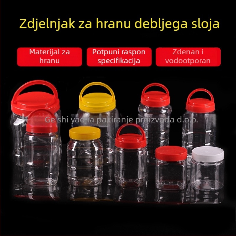 Prazan plastični lonac s širokim otvorom, PET, s plastičnim poklopcem, za čuvanje hrane