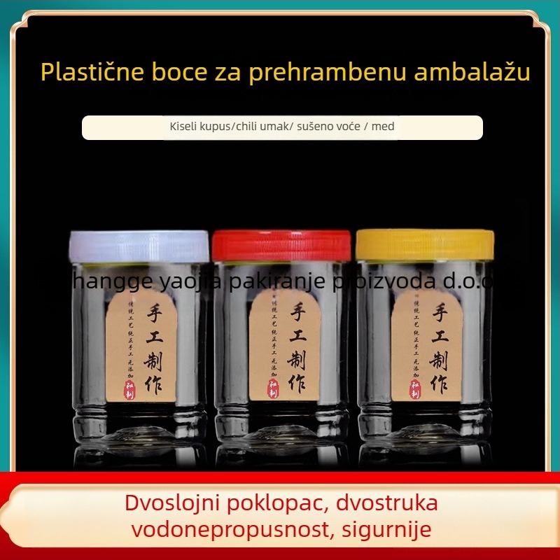 Prazan plastični lonac s širokim otvorom, PET, s plastičnim poklopcem, za čuvanje hrane