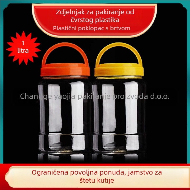 Prazan plastični lonac s širokim otvorom, PET, s plastičnim poklopcem, za čuvanje hrane