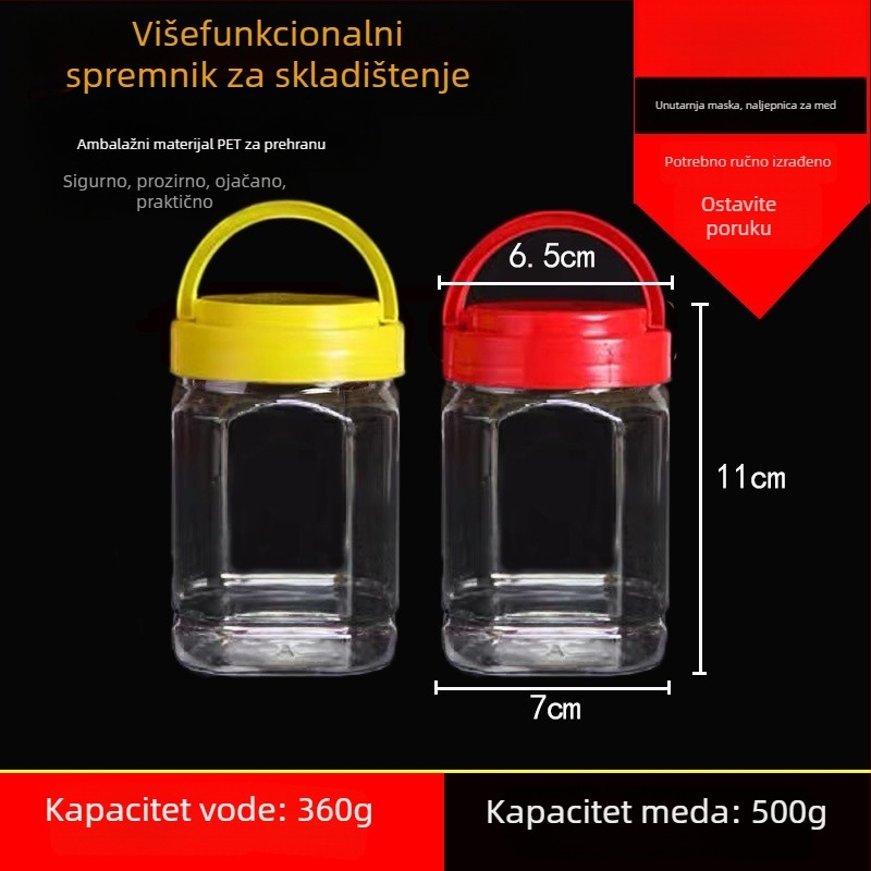 Prazan plastični lonac s širokim otvorom, PET, s plastičnim poklopcem, za čuvanje hrane