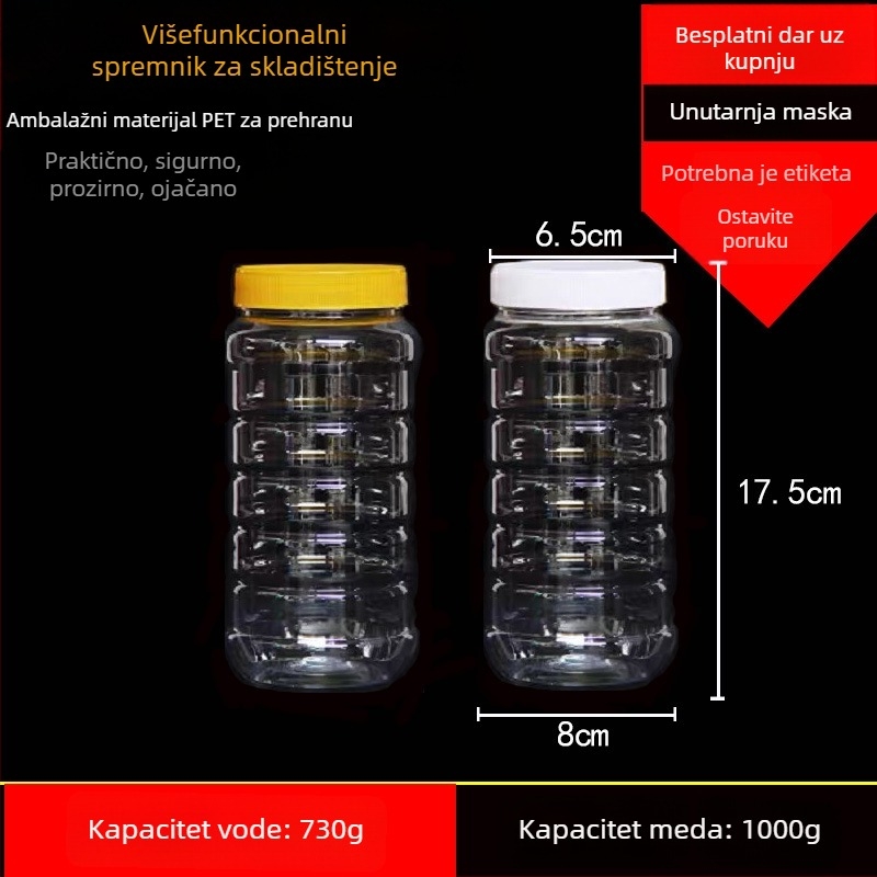 Prazan plastični lonac s širokim otvorom, PET, s plastičnim poklopcem, za čuvanje hrane