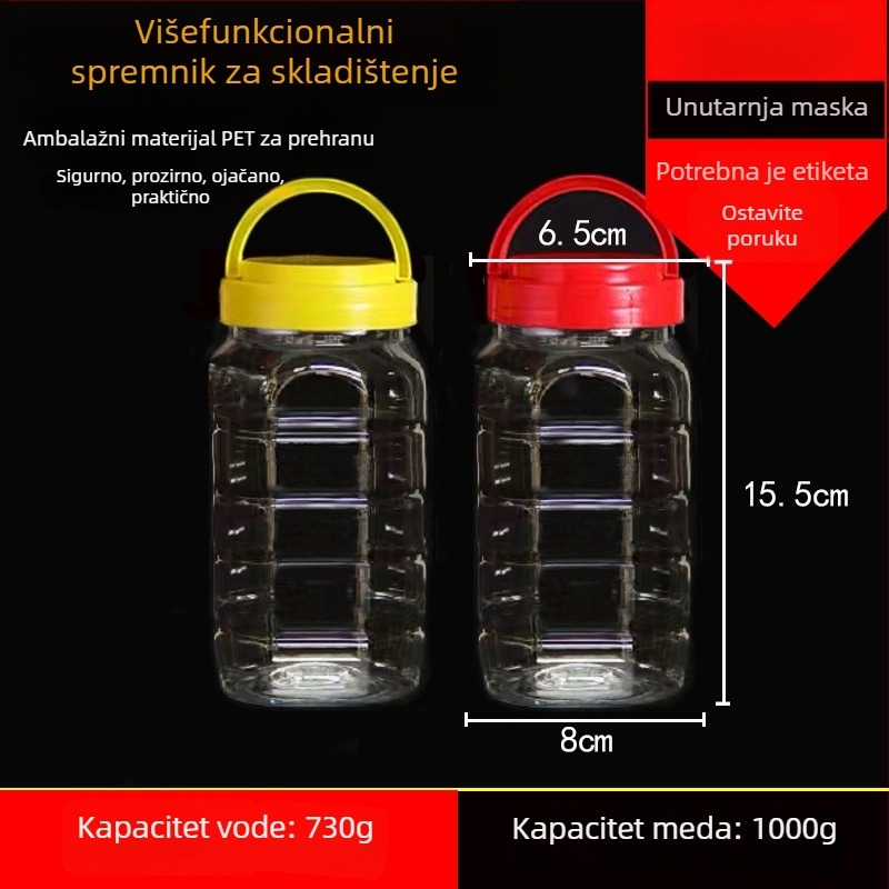 Prazan plastični lonac s širokim otvorom, PET, s plastičnim poklopcem, za čuvanje hrane