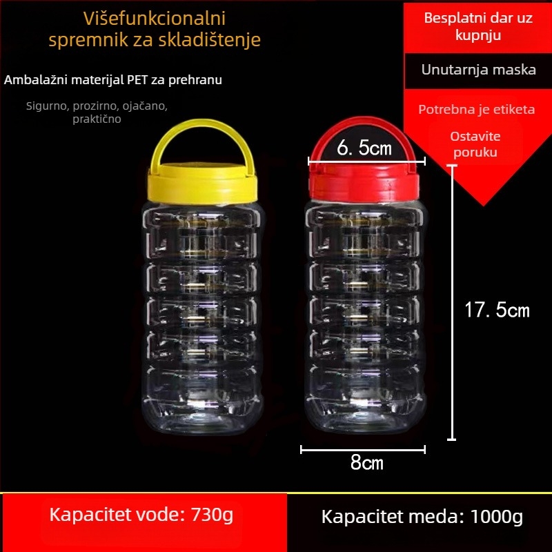 Prazan plastični lonac s širokim otvorom, PET, s plastičnim poklopcem, za čuvanje hrane