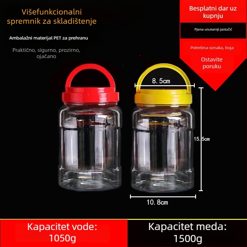 Prazan plastični lonac s širokim otvorom, PET, s plastičnim poklopcem, za čuvanje hrane