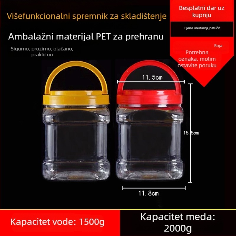 Prazan plastični lonac s širokim otvorom, PET, s plastičnim poklopcem, za čuvanje hrane