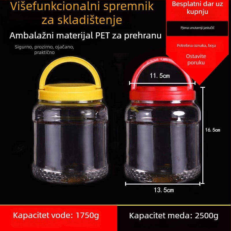 Prazan plastični lonac s širokim otvorom, PET, s plastičnim poklopcem, za čuvanje hrane
