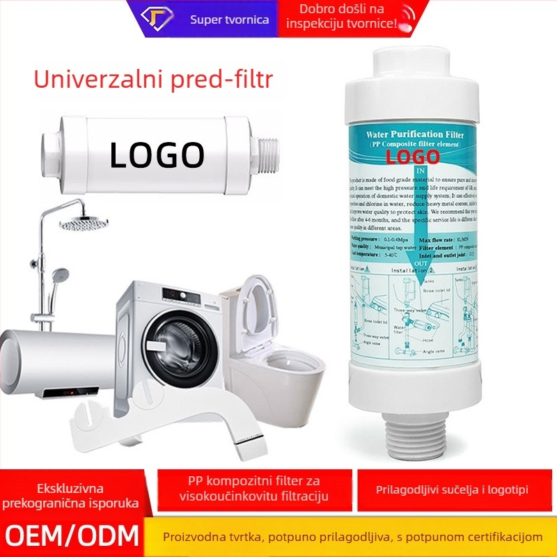 Prilagođeni filtr za poklop inteligentnog WC-a: prednji PP vlaknasti filtr, ABS kućište, G1/2 priključak