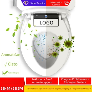 Pametan poklopac WC-a - aromatiziranje, čišćenje i sterilizacija; PP materijal; 134-180 mm podesiv razmak otvora; punjiva vodootporna baterija; posuda za čišćenje 500 ml.