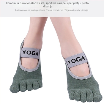 Čarape za jogu s pet prstiju, protiv klizanja, upijaju znoj, anti-trenje, smjesa pamuka-silicona-polyester, unisex