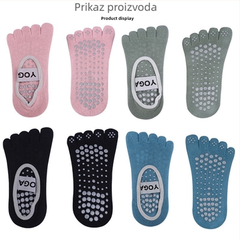 Čarape za jogu s pet prstiju, protiv klizanja, upijaju znoj, anti-trenje, smjesa pamuka-silicona-polyester, unisex