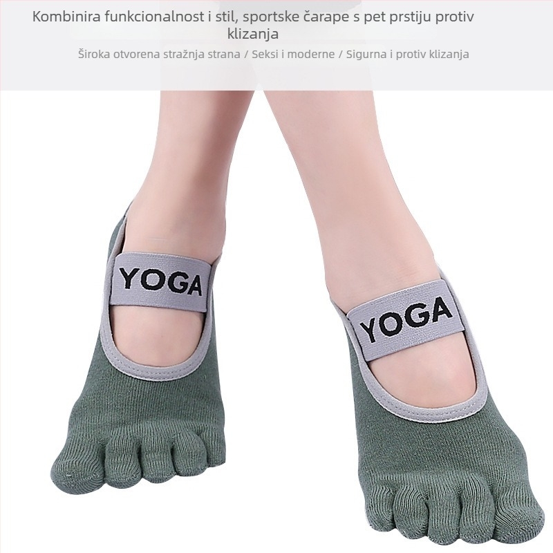 Čarape za jogu s pet prstiju, protiv klizanja, upijaju znoj, anti-trenje, smjesa pamuka-silicona-polyester, unisex