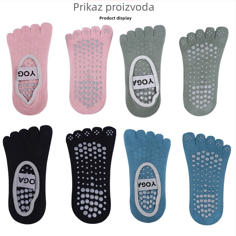 Čarape za jogu s pet prstiju, protiv klizanja, upijaju znoj, anti-trenje, smjesa pamuka-silicona-polyester, unisex