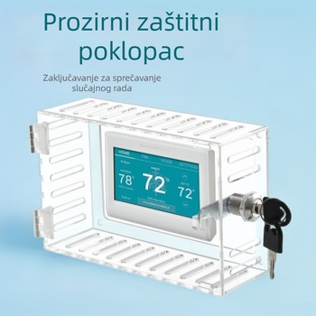 Kutija za zaključavanje termostata sa prozirnim zaštitnim poklopcem i ključem, materijal akril, model DC-BG001, težina 245 g