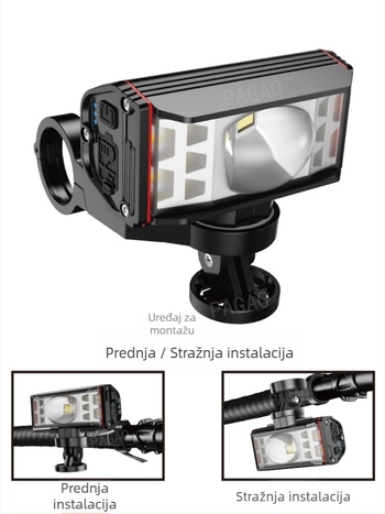 PAGAO Prednje svjetlo za planinski bicikl od aluminijske legure – visoka svjetlina, USB-C punjivo, 5200mAh, montaža visećim načinom, za off-road vožnju