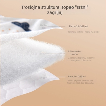 Bebin cocoon vreća za spavanje, 95% pamuk, poliester punjenje, najlon zatvarač, crtani uzorak, za novorođenčad 0–12 mjeseci