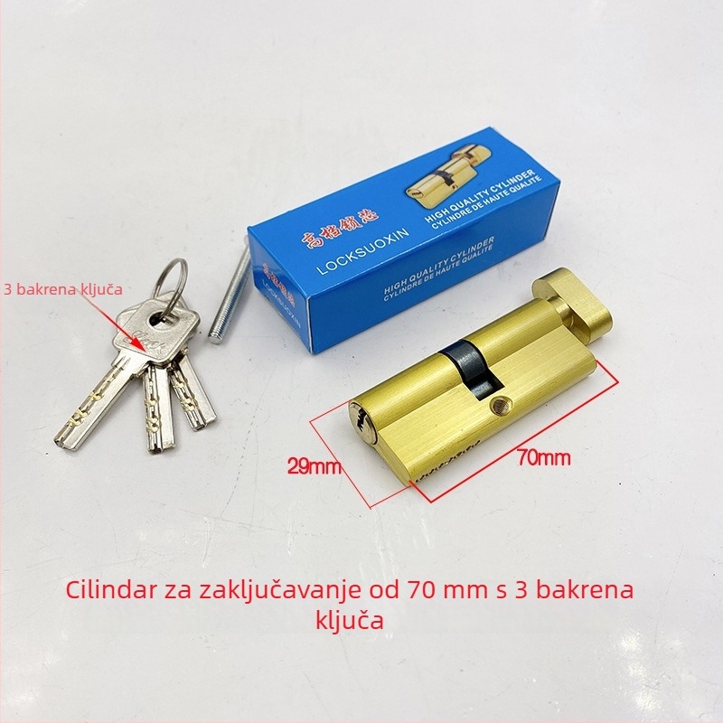 Bakreni cilindar brave za drvena vrata | čvrsta bakrena konstrukcija, pogodan za razne brave, težina 120, moderan minimalistički stil