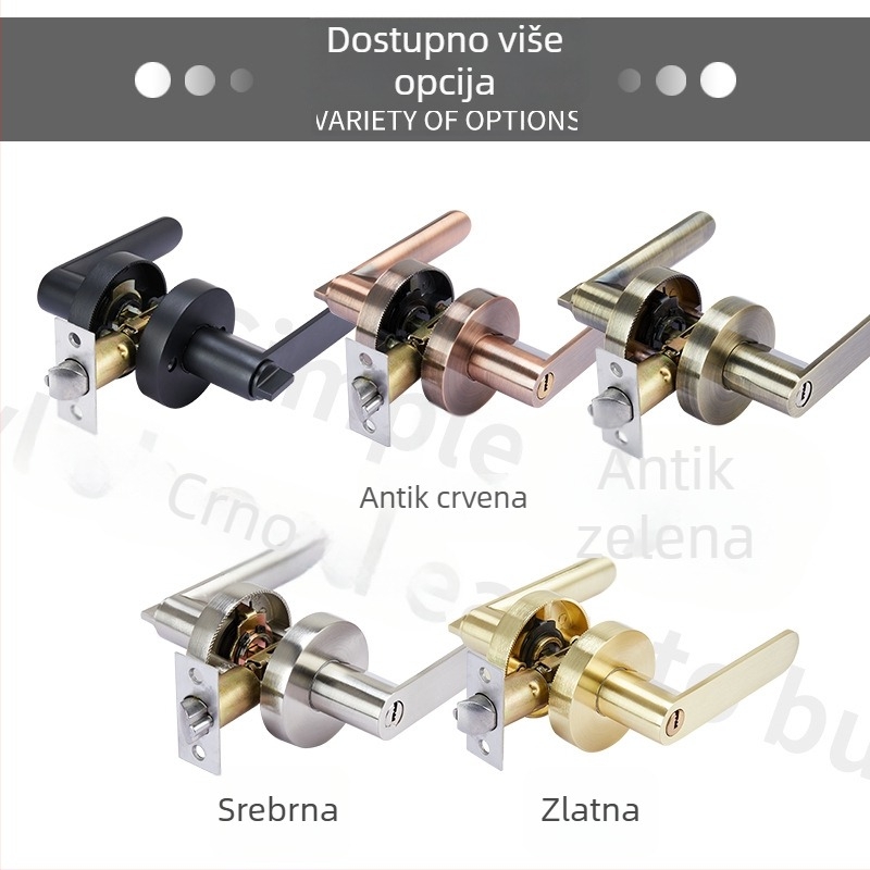 Kvaka za vrata s tri poluge i kugličnim zaključavanjem, aluminijska legura, za drvena/metalna/plastik vrata, razmak 60/70 mm