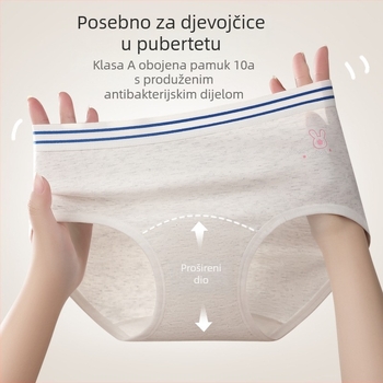 Djevojačke pamučne gaćice sa srednjim pojasom, pleteni materijal, jednobojne (90-95% pamuka)