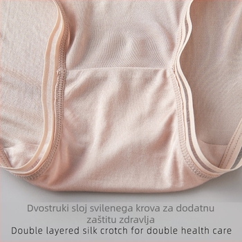 Ženske svilene gaćice, prozračne, pletene, srednji pojas, podstava od svile