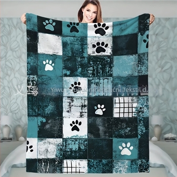 Flanelna deka s digitalnim tiskom — biljke i cvijeće, 300 g/m², zima, prilagodba dostupna, poliester