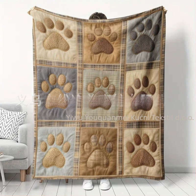 Flanelna deka s digitalnim tiskom — biljke i cvijeće, 300 g/m², zima, prilagodba dostupna, poliester