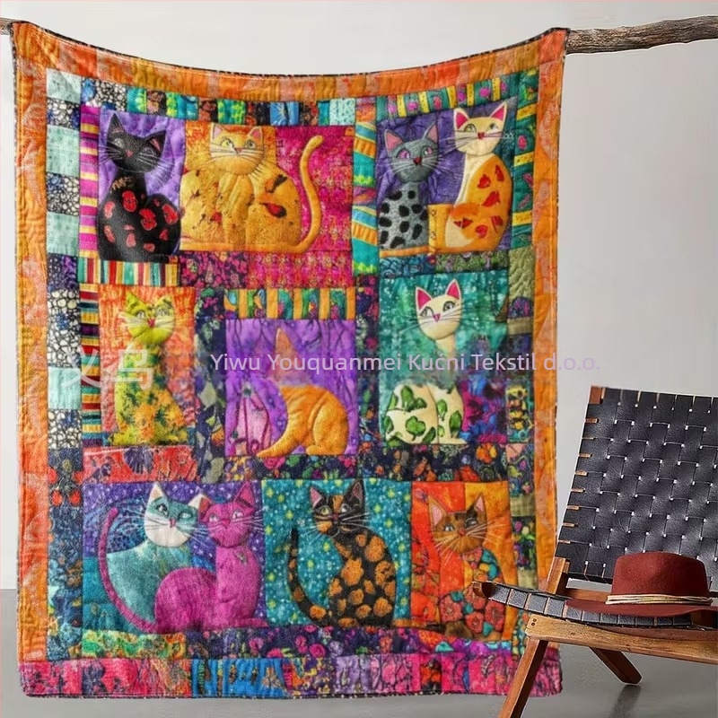 Flanelna deka s digitalnim tiskom — biljke i cvijeće, 300 g/m², zima, prilagodba dostupna, poliester