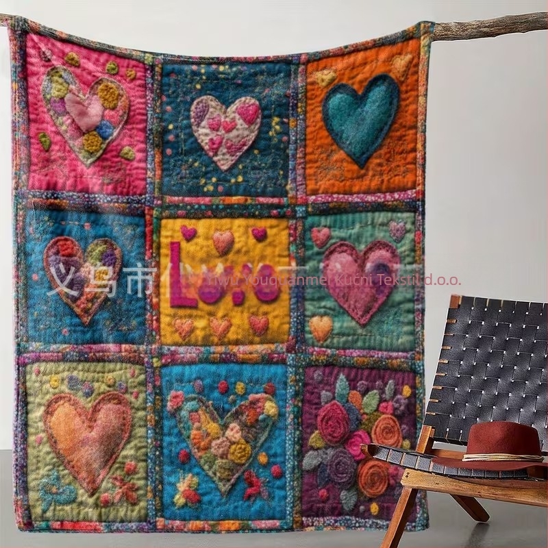 Flanelna deka s digitalnim tiskom — biljke i cvijeće, 300 g/m², zima, prilagodba dostupna, poliester