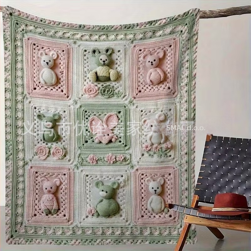 Flanelna deka s digitalnim tiskom — biljke i cvijeće, 300 g/m², zima, prilagodba dostupna, poliester