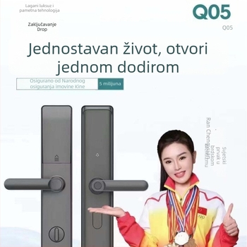 Q05 Pametna vrata brava — Otisak prsta, lozinka i ključ, 50 pohranjenih otisaka, skeniranje <0,01 s, DC napajanje