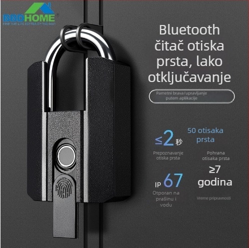 Pametna brava s otiskom prsta, Bluetoothom i lozinkom, od A3 čelika i legure cinka