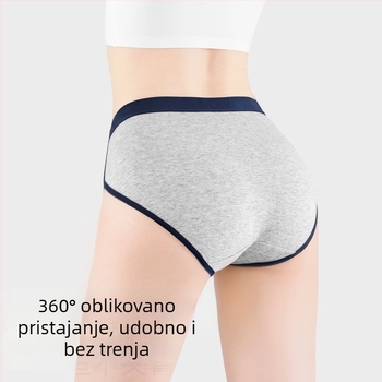 Ženske gaćice od pamuka, prozračne i antibakterijske, srednji dio struka, glavni materijal 95–100% pamuk