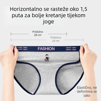 Ženske gaćice od pamuka, prozračne i antibakterijske, srednji dio struka, glavni materijal 95–100% pamuk