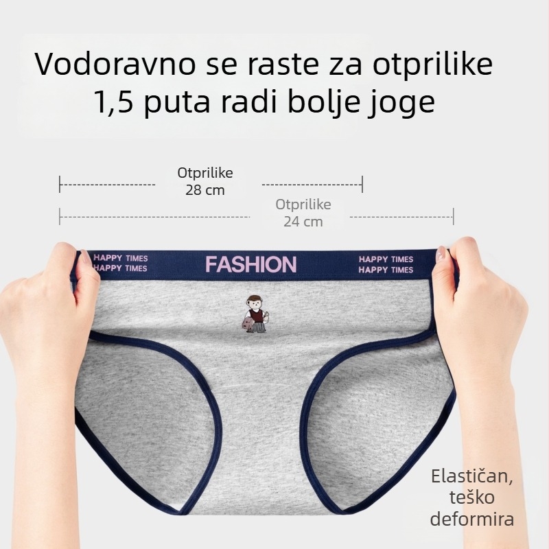 Ženske gaćice od pamuka, prozračne i antibakterijske, srednji dio struka, glavni materijal 95–100% pamuk