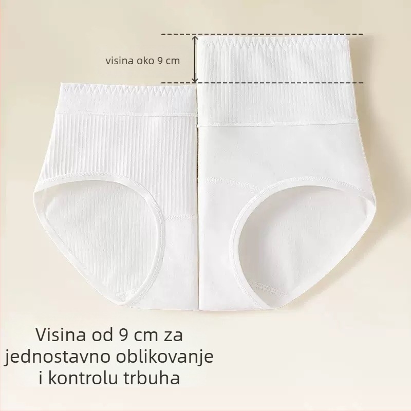 Ženske pamukaste gaćice visokog struka za oblikovanje trbuha, podizanje stražnjice, prozračne, 90-95% pamuka