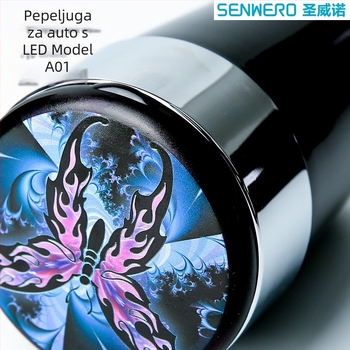 Pepeljara za automobil s LED osvjetljenjem, kružnog oblika, od plastike, injekcijskim procesom, model A01, težina 102 g, brend San Wino senwero (Model: A01; Materijal: Plastika; LED osvjetljenje; Težina: 102 g; Marka: San Wino senwero)