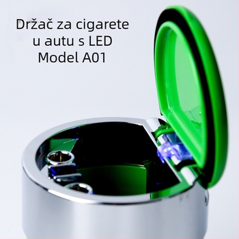 Pepeljara za automobil s LED osvjetljenjem, kružnog oblika, od plastike, injekcijskim procesom, model A01, težina 102 g, brend San Wino senwero (Model: A01; Materijal: Plastika; LED osvjetljenje; Težina: 102 g; Marka: San Wino senwero)