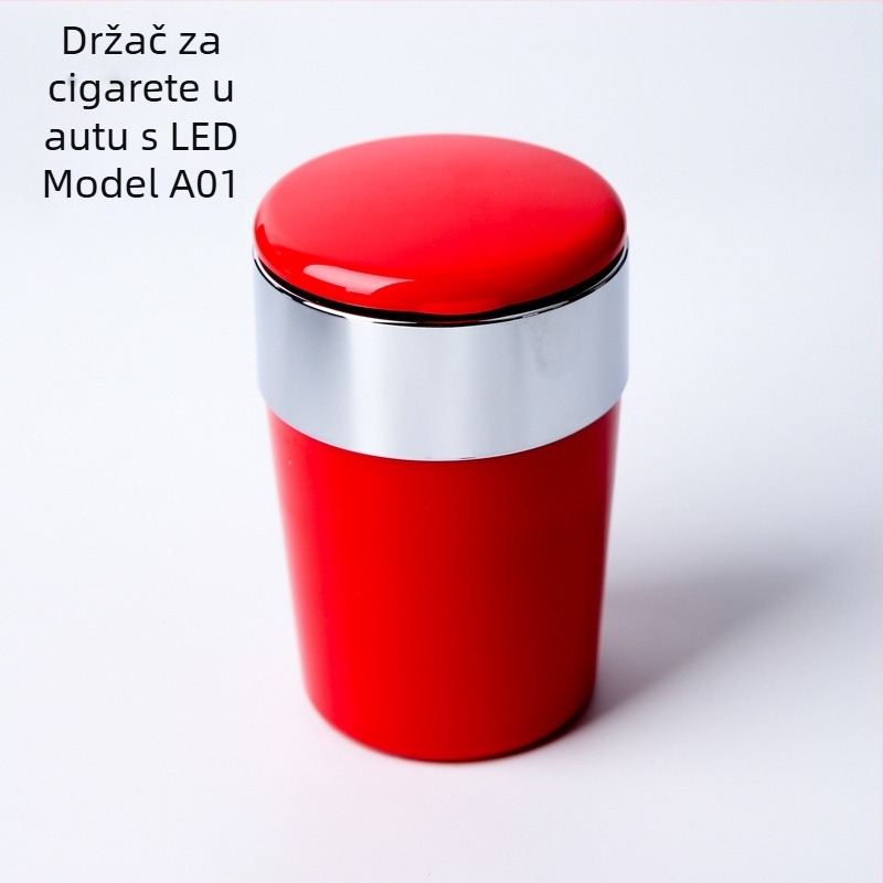 Pepeljara za automobil s LED osvjetljenjem, kružnog oblika, od plastike, injekcijskim procesom, model A01, težina 102 g, brend San Wino senwero (Model: A01; Materijal: Plastika; LED osvjetljenje; Težina: 102 g; Marka: San Wino senwero)