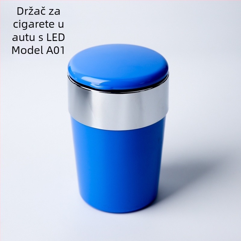 Pepeljara za automobil s LED osvjetljenjem, kružnog oblika, od plastike, injekcijskim procesom, model A01, težina 102 g, brend San Wino senwero (Model: A01; Materijal: Plastika; LED osvjetljenje; Težina: 102 g; Marka: San Wino senwero)